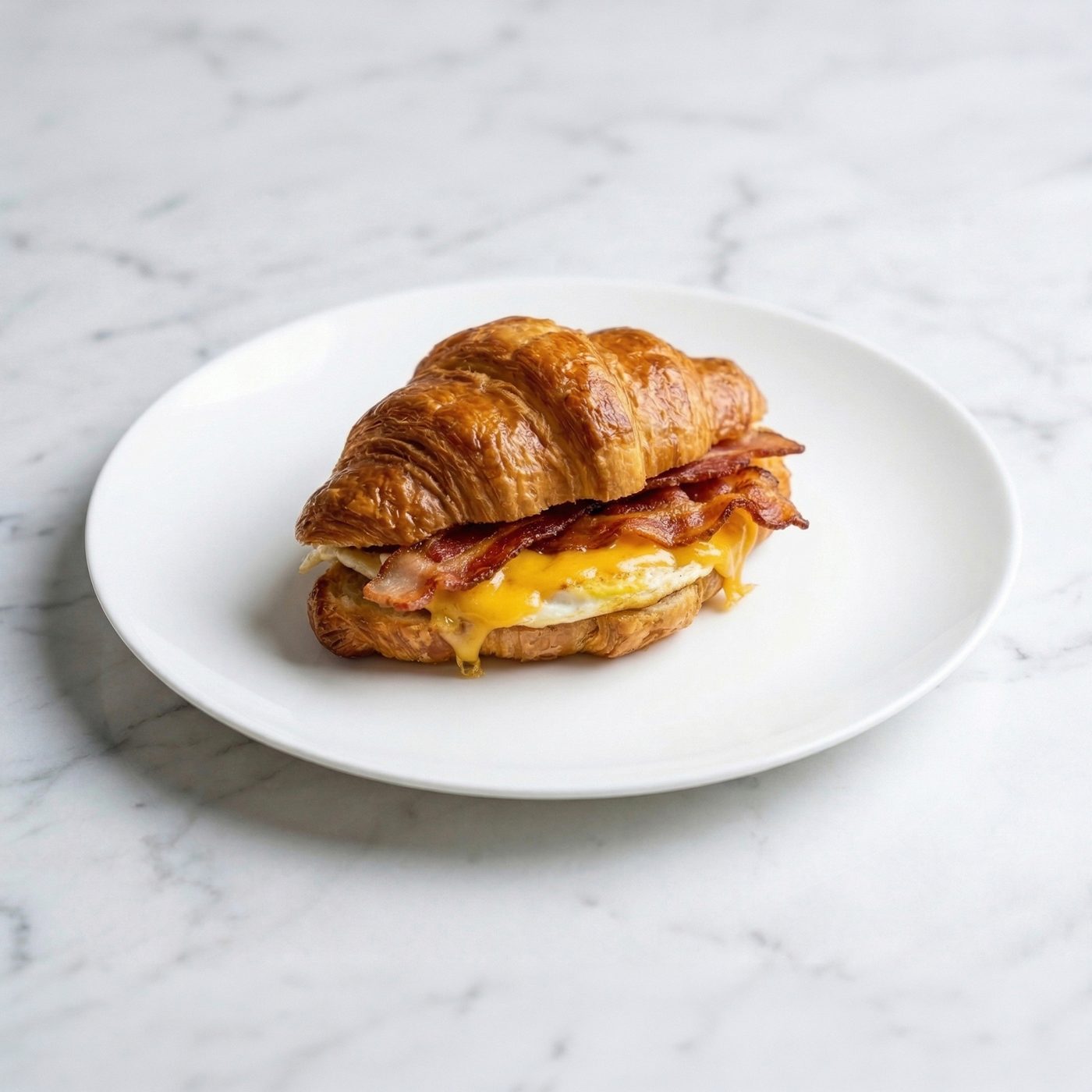 Bacon, egg, and cheese croissant sandwich